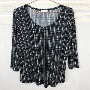 Vince | Black & White Plaid 3/4 Sleeve Top | Size S